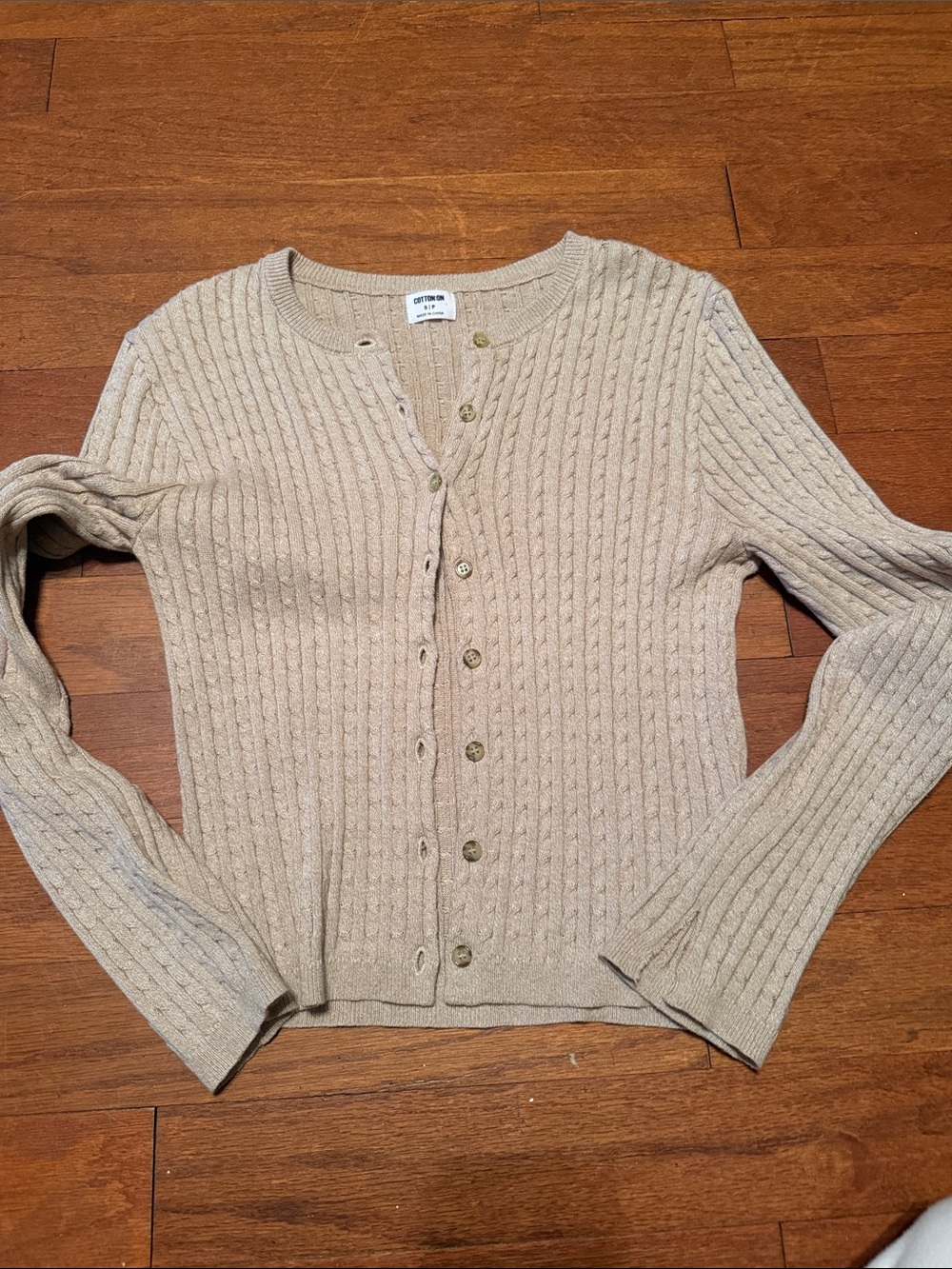 Cotton On Beige Cable-Knit Button Cardigan
